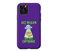 Just an Alien Who Loves Capybaras Cute UFO Flying Saucers Case for iPhone 11 Pro