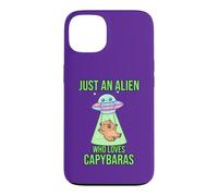 Just an Alien Who Loves Capybaras Cute UFO Flying Saucers Case for iPhone 13