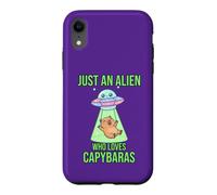 Just an Alien Who Loves Capybaras Cute UFO Flying Saucers Case for iPhone XR