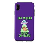 Just an Alien Who Loves Capybaras Cute UFO Flying Saucers Case for iPhone XS Max