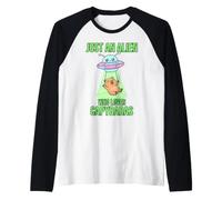 Just an Alien Who Loves Capybaras Cute UFO Flying Saucers Raglan Baseball Tee