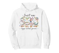 Just An Egg-cited Goose Cute Easter Bunny Duck Family Spring Pullover Hoodie