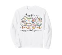 Just An Egg-cited Goose Cute Easter Bunny Duck Family Spring Sweatshirt