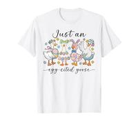 Just an Egg-Cited Goose Cute Easter Bunny Duck Family Spring T-Shirt