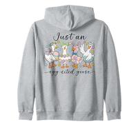Just An Egg-cited Goose Cute Easter Bunny Duck Family Spring Zip Hoodie
