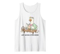Just an Egg-Cited Goose Funny Easter Egg Painting Tank Top
