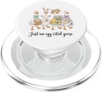 Just an Egg-cited Goose Funny Easter Geese Celebration PopSockets PopGrip for MagSafe