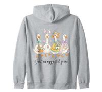 Just an Egg-cited Goose Funny Easter Geese Celebration Zip Hoodie