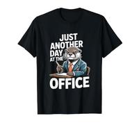Just Another Day At The Office Otter Fun Value Graphic T-Shirt, Men, Black, S