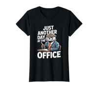 Just Another Day At The Office Otter Fun Value Graphic T-Shirt, Women, Black, S