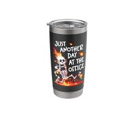 Just Another Day at the Office Skeleton Fire Graphic Stainless Steel Insulated Tumbler