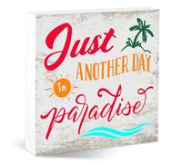 Just Another Day in Paradise Funny Desk Decor Wood Box Sign for Office, Sarcastic Gag Gifts for Coworkers Sarcasm Lovers, Rustic Cubicle Decoration, Work Humor Plaque 5.5x5.5 Inch