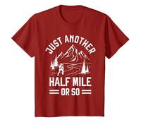 Just Another Half Mile or So - Take a Hike Funny Hiking T-Shirt, Youth, Cranberry Red, Large