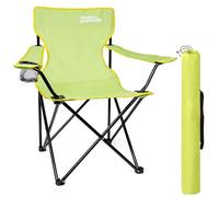 just be... Camping Chair - Lightweight, Foldable & Portable Outdoor Seat with Armrests, Cup Holder & Carry Bag | For Adults & Kids | Garden, Beach, BBQ & Fishing - Light Green with Yellow Trim