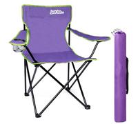 just be... Camping Chair - Lightweight, Foldable & Portable Outdoor Seat with Armrests, Cup Holder & Carry Bag | For Adults & Kids | Garden, Beach, BBQ & Fishing - Purple with Green Trim