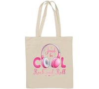 Just Be Rock And Roll Natural Cotton Tote Bag White