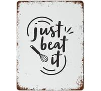 Just Beat It Aluminum Sign Vintage Funny Wall Art Decor Plaque Gift for Home Kitchen Bathroom Restaurant Garden Decorations 8x12 Inch