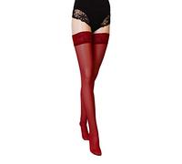JUST BEAUTY TOUCH 20 Denier Thigh High Hold-Ups - Double Silicone Band for Secure Fit - Available in 3 Sizes & Multiple Colours (XL/XXL, Red)