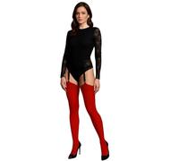 JUST BEAUTY TOUCH 60 Denier Opaque Stockings Plain 12 Colours Size Regular and Plus for Suspender Belt Size S - XXXL (M/L, Red)