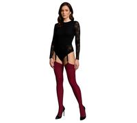 JUST BEAUTY TOUCH 60 Denier Opaque Stockings Plain 12 Colours Size Regular and Plus for Suspender Belt Size S - XXXL (S/M, Burgundy)
