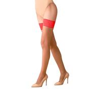 JUST BEAUTY TOUCH Hold Up Stocking With Lace Top Double Silicone Band on the top Sheer Thigh High 20 denier Double Silicone size S - 2XL