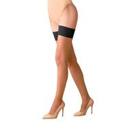 JUST BEAUTY TOUCH Hold Up Stocking With Lace Top Double Silicone Band on the top Sheer Thigh High 20 denier Double Silicone size S - 2XL
