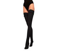 JUST BEAUTY TOUCH Lace Top 80 Denier Hold Ups Stockings Plain 8 Colours Sizes S-XL (L, Black)