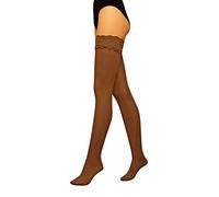 JUST BEAUTY TOUCH Lace Top 80 Denier Hold Ups Stockings Plain 8 Colours Sizes S-XL (M, Beige)