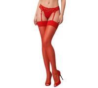 JUST BEAUTY TOUCH Plain Top Sheer Stockings Regular Size & Plus Size 17 Denier (S/M, Red)