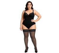 JUST BEAUTY TOUCH Plus Size Hold Ups 15 Denier Floral Lace Top XL-4XL (XL/XXL, Fumo)