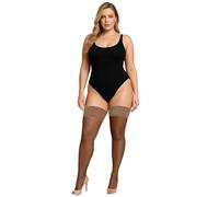 JUST BEAUTY TOUCH Plus Size Hold Ups 15 Denier Floral Lace Top XL-4XL (XL/XXL, Visone)