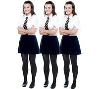 JUST BEAUTY TOUCH School Girls Tights 60 DEN Opaque - Grey, Black, Navy, Brown - Soft Microfibre, Footed Pantyhose for Children Aged 3-13, Casual School Wear, Available in 3 Pairs or 1 Pair