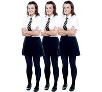 JUST BEAUTY TOUCH School Girls Tights 60 DEN Opaque - Grey, Black, Navy, Brown - Soft Microfibre, Footed Pantyhose for Children Aged 3-13, Casual School Wear, Available in 3 Pairs or 1 Pair
