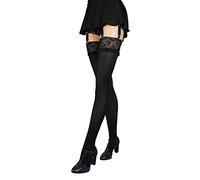JUST BEAUTY TOUCH Women’s Thigh High Suspender Opque Stockings for Suspender Belt Pantyhose for Garter 60 DEN Size S-4XL (XL/XXL, Black)