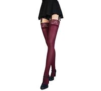 JUST BEAUTY TOUCH Women’s Thigh High Suspender Opque Stockings for Suspender Belt Pantyhose for Garter 60 DEN Size S-4XL (M/L, Burgundy)