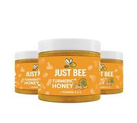 Just Bee Turmeric + Honey (3x260g) | Raw & Unpasteurised Honey with Turmeric Extract, Vitamin D & Vitamin C | Daily Support for Bones, Joints & Immune Health | Blended in the UK