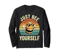 Just Bee Yourself Retro Sunset Cute Bee Pun Tee Long Sleeve T-Shirt