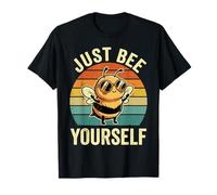 Just Bee Yourself Retro Sunset Cute Bee Pun Tee T-Shirt