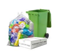 Just Bin Bags 100 x 360L Clear Wheelie Bin Liners - 30 Micron