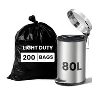 Just Bin Bags 200x80L Black Bin Liners - Refuse Sacks Light Duty Everyday | Light duty black bin bags for everyday low-mess waste, budget-friendly for kitchens and bathrooms.