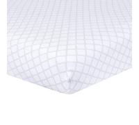 Just Born Boys and Girls Newborn Infant Baby Toddler Nursery 100% Cotton Fitted Bedding Crib Sheet, White/Grey Trellis, One Size
