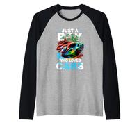 Just Boy Who Loves Cars Cool Sleek Sports Car Enthusiast Raglan Baseball Tee
