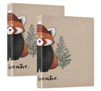 Just Breathe Christmas Red Panda 1.5" School Supplies Binder 3 Ringed with Pockets 1/2 Pack Office Binder 200 Sheets