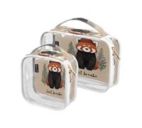 Just Breathe Christmas Red Panda 2 Pack Clear Toiletry Hanging Bag TSA Approved Reusable Travel Cosmetic Bags for Women Men’s Shaving kit Bolsa de maquillaje