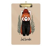 Just Breathe Christmas Red Panda A4 Plastic clipboard for Girls Waterproof Hanging clipboard for Softball Coaches Teacher Size 9 x 12