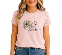 Just Breathe Dandelion Womens Graphic T-Shirt Mindfulness Wellness Tee Positive Message Nature Design M (12-14)