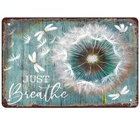 Just Breathe Metal Tin Sign Funny Novelty Metal Sign Retro Wall Decor For Home Gate Garden Bars Restaurants Cafes Office Store Pubs Club Sign Gift 8x5.5 Inch