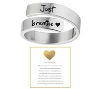 Just Breathe Rings for Women, Adjustable Rings for Women, Stainless Steel Hope Rings, Personality Encouragement Fashion Jewelry Gift for Sisters Friends