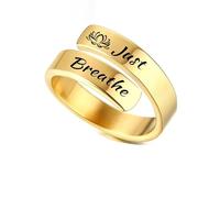 Just Breathe Rings for Women Hope Rings Adjustable Stainless Steel Silver Stackable Ring for Women Heartfelt Gifts for Her, Metal, No Gemstone