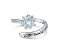Just Breathe Rings for Women Sterling Silver Just Breathe Ring Lotus Rings for Women Flower Lovers